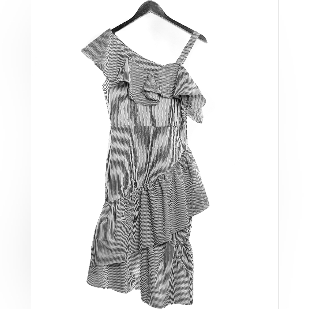 Anthropologie Lea and Viola Flirty Black and White Riffle Dress